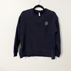 Poivre Blanc‎ navy blue sweatshirt rhinestone embellished medium